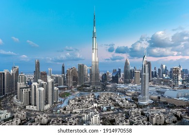 Dubai - amazing city center skyline with luxury skyscrapers at sunrise, United Arab Emirates - Shutterstock ID 1914970558