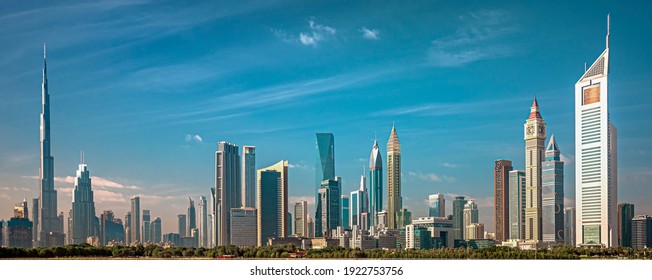 Dubai - Amazing City Center Skyline With Luxury Skyscrapers And Beautiful Sky At Sunrise, United Arab Emirates