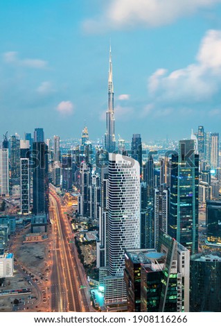 Dubai - amazing city center skyline with modern and luxury skyscrapers, United Arab Emirates