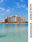 Dubai Atlantis Hotel on artificial island The Palm Jumeirah luxury vacation portrait format holidays