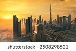 Dubai City During sunrise with breathtaking view of dubai