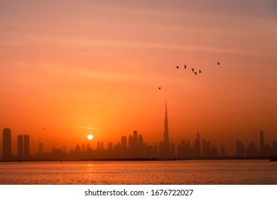 Dubai City View At Sunset