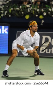 Dubai - FEBRUARY 26: French Arnaud Clement In Action At The 2nd Round Of The Barclays Dubai Tennis Championships On February 26, 2009 In Dubai.