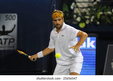 Dubai - FEBRUARY 26: French Arnaud Clement In Action At The 2nd Round Of The Barclays Dubai Tennis Championships On February 26, 2009 In Dubai.