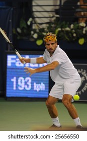 Dubai - FEBRUARY 26: French Arnaud Clement In Action At The 2nd Round Of The Barclays Dubai Tennis Championships On February 26, 2009 In Dubai.