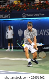 Dubai - FEBRUARY 26: French Arnaud Clement In Action At The 2nd Round Of The Barclays Dubai Tennis Championships On February 26, 2009 In Dubai.