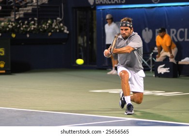 Dubai - FEBRUARY 26: French Arnaud Clement In Action At The 2nd Round Of The Barclays Dubai Tennis Championships On February 26, 2009 In Dubai.