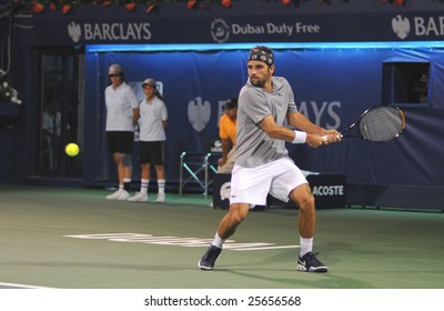 Dubai - FEBRUARY 26: French Arnaud Clement In Action At The 2nd Round Of The Barclays Dubai Tennis Championships On February 26, 2009 In Dubai.