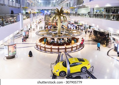 DUBAI INTERNATIONAL AIRPORT 9 March 2015. Dubai International Airport info center. Dubai is one of the fastest growing major hubs