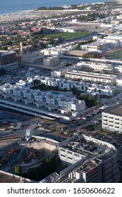 Dubai Jebel Ali Marina JBR, Industrial Area Constructions And Beach Top View. UAE On 14 December 2019