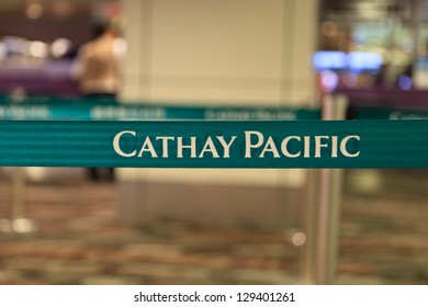 DUBAI - JUNE 02:Cathay Pacific Belt On January 5, 2013 In Shangi Airport, Singapore. It Is The World Third Largest Airline By Market Capitalisation.