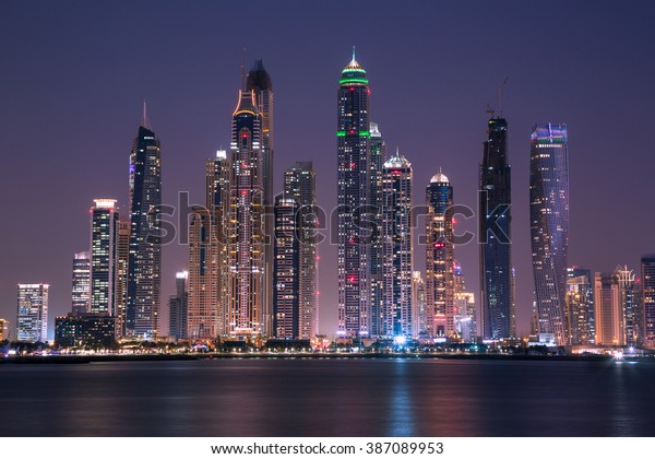 Dubai Marina Night Skyline Skyscrapers Cityscape Stock Photo Edit Now