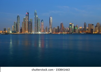 Dubai Marina Skyline At Night,  United Arab Emirates