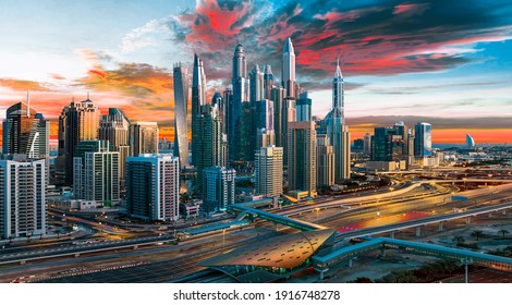 Dubai Marina symbol of Jumeirah beach and Dubai city, United Arab Emirates - Shutterstock ID 1916748278