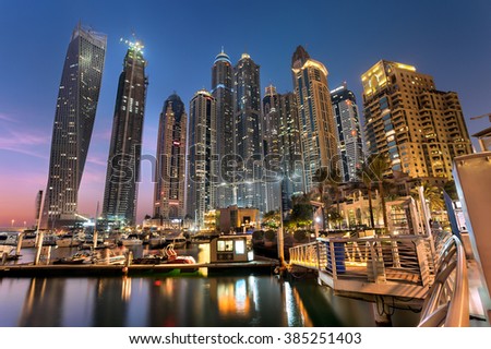 Dubai Marina Towers in Blue Hour