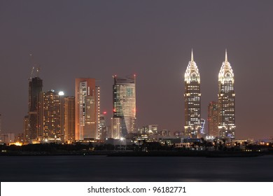 Dubai Media City At Night. United Arab Emirates