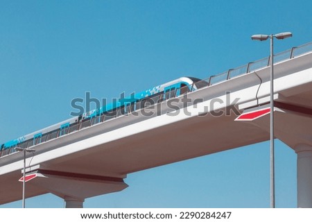 Dubai Metro carriages on the elevated tracks