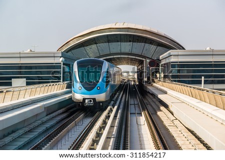 Dubai Metro in a summer day in Dubai