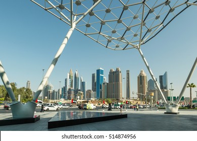 DUBAI - NOVEMBER 08, 2016: LUMAS Dubai City Walk. New modern part of Dubai City. City Walk is reminiscent of European-style streets. Panoramic view on skyscrapers. - Shutterstock ID 514874956