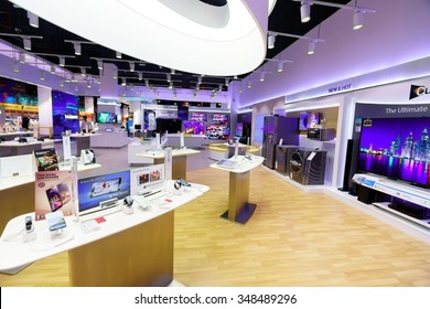 DUBAI - OCTOBER 15, 2014: interior of the store at the Dubai Mall. The Dubai Mall located in Dubai, it is part of the 20-billion-dollar Downtown Dubai complex, and includes 1,200 shops.