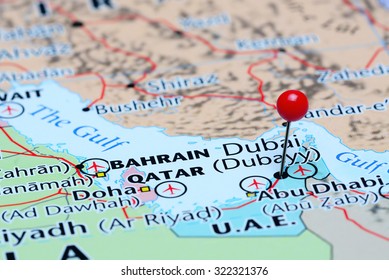 Dubai Pinned On A Map Of Asia 