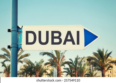 Dubai Road Sign. United Arab Emirates