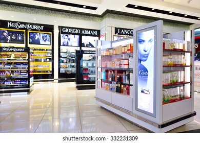 DUBAI - SEPTEMBER 08, 2015: Interior Of Dubai Duty Free. Dubai Duty Free Is The Largest Single Airport Retail Operation In The World