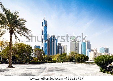 Dubai skyline with palm
