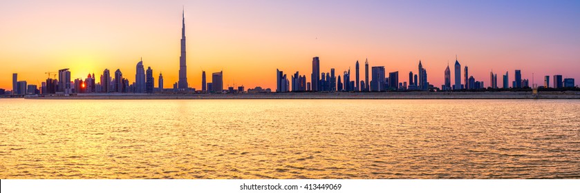 Dubai Skyline Panorama. UAE