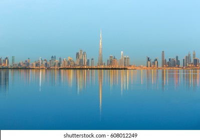 Dubai skyline at the sunrise,Dubai United Arab Emirates - Shutterstock ID 608012249