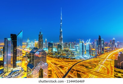 Dubai Skyline Sunset Beautiful City Center Stock Photo 1144456469 ...