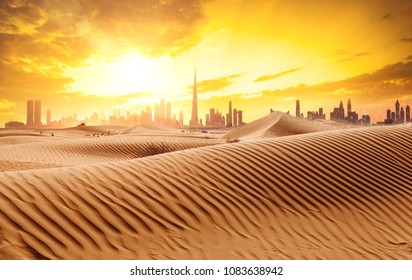 Dubai Skyline, View From The Desert