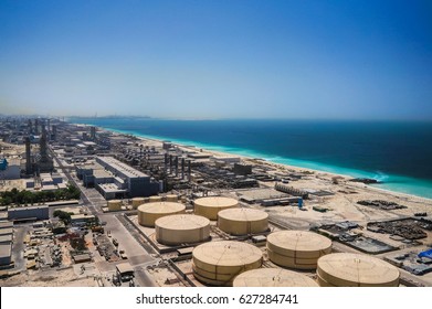 Dubai. In The Summer Of 2016. Modern Desalination Plant On The Shores Of The Arabian Gulf.