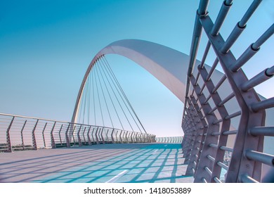 Dubai Tolerance Bridge Near Famous Water Canal Amazing Modern Architecture 
Best Place To Visit In United Arab Emirates, Travel And Tourism Concept Image