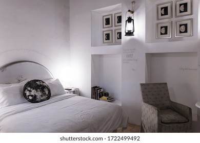 Dubai / UAE - 06 15 2017: XVA Art Hotel In Dubai Interior, Art Gallery And Bedrooms, Reception And Cool Shared Spaced