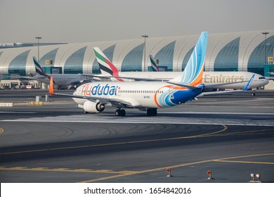 Dubai, UAE 09/07/2014: Flydubai Boeing 737 at Dubai International Airport 