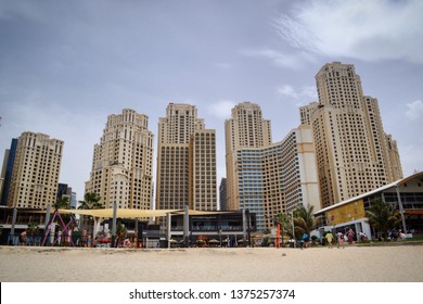 Dubai, UAE - 15 April 2019: Dubai Marina Beach Jumeirah Beach Residence JBR The Walk