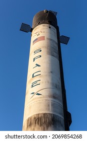 Dubai, UAE, 27.10.2021. Falcon 9 Space X, Reusable Two-stage-to-orbit Medium-lift Launch Vehicle Displayed At Expo 2020 Dubai.