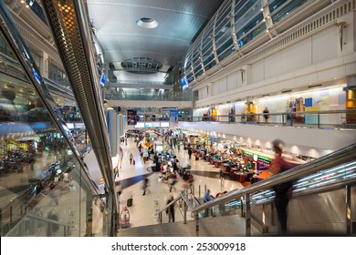 DUBAI, UAE - APRIL 1, 2014: Duty free area inside airport. Dubai International Airport is an international airport serving Dubai. It is a major airline hub in the Middle East.