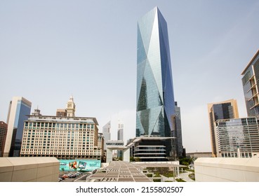 Dubai, UAE - April 17, 2022: DIFC Gate Avenue, ICD Brookfield Place, Ritz-Carlton.