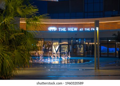 Dubai, Uae, April 20, 2021. The View At The Palm At Night. New Viewing Point In Dubai. 