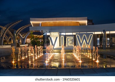 Dubai, Uae, April 20, 2021. The View At The Palm At Night. New Viewing Point In Dubai. 