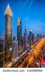 DUBAI, UAE - APRIL, 2018: Tallest hotel in the world, Gevora. Sheikh zayed road. Luxury travel.