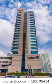 Dubai, UAE, August 23, 2020. Radisson Blue Hotel, Located In Dubai Marina. 