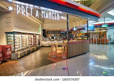 DUBAI, UAE - CIRCA JANUARY 2019: Entrance To Pret A Manger At Dubai International Airport. Pret A Manger Is An International Sandwich Shop Chain.