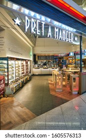 DUBAI, UAE - CIRCA JANUARY 2019: Entrance To Pret A Manger At Dubai International Airport. Pret A Manger Is An International Sandwich Shop Chain.