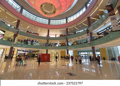 DUBAI, UAE - CIRCA OCTOBER, 2014: inside the Dubai Mall. The Dubai Mall is the largest shopping mall in the world by total area.
