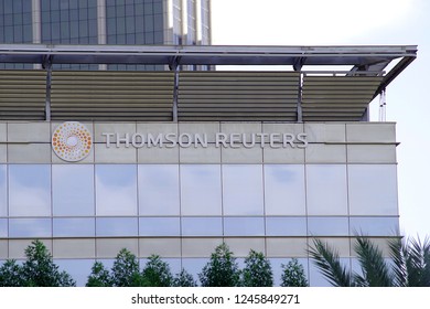Dubai, UAE, dated 1st Dec 2018. Thomson Reuters Corporation building in Dubai Media City. A Canadian multinational mass media and information firm.