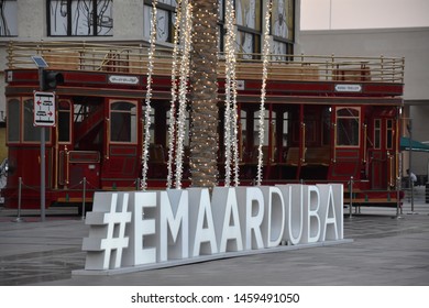 DUBAI, UAE - DEC 20: Emaar Boulevard now known as Sheikh Mohammed Bin Rashid Boulevard in Dubai, UAE, as seen on Dec 20, 2018.