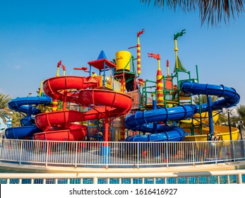 DUBAI, UAE - December 1, 2019: Legoland Water Park At Dubai Parks And Resorts. A Unique Water Park, With Over 20 Water Slides And Attractions That You And Your Family Can Enjoy!